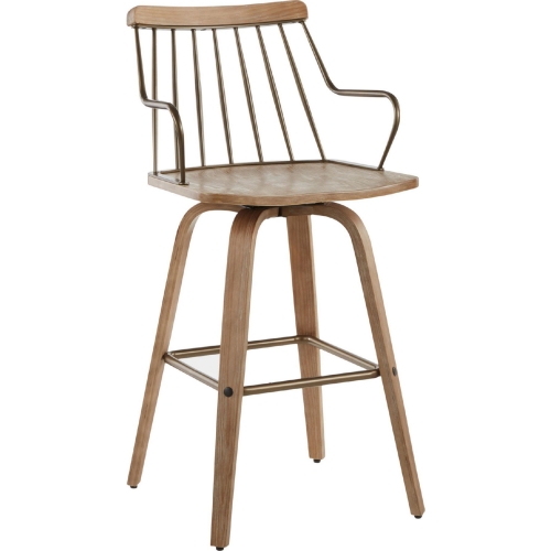 Preston Counter Stool in White Washed Wood & Antique Copper Metal